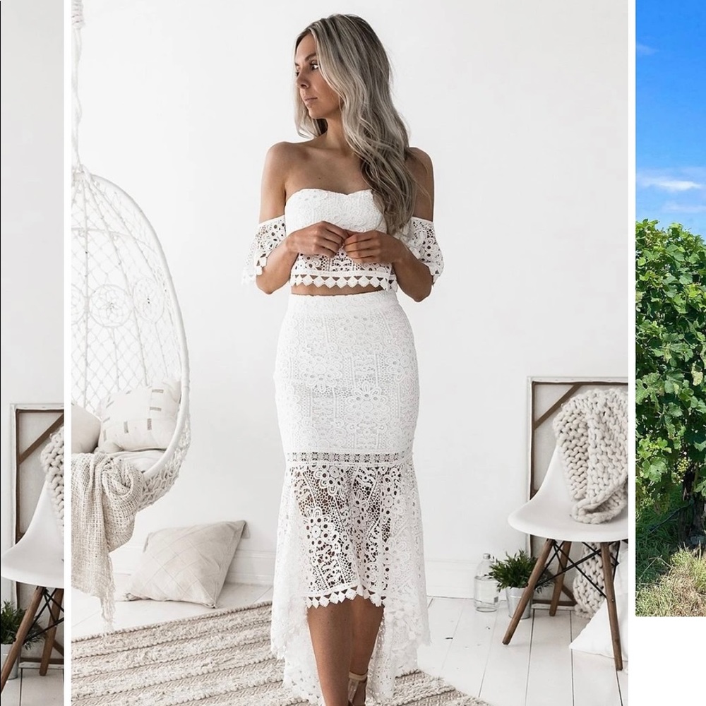 White two piece bridal shower wedding little dress 4